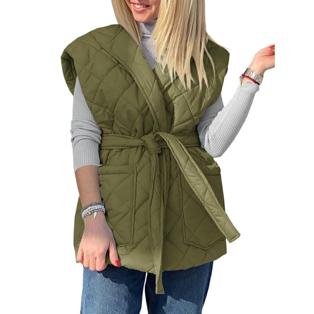 Fazortev Women's Padded Puffy Vest  Sleeveless Quilted  Gilet Coat Medium